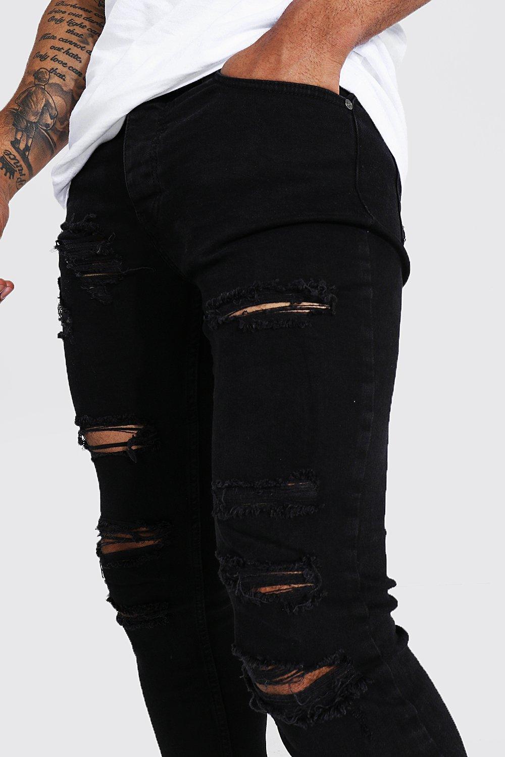 Fashion black busted knee skinny jeans